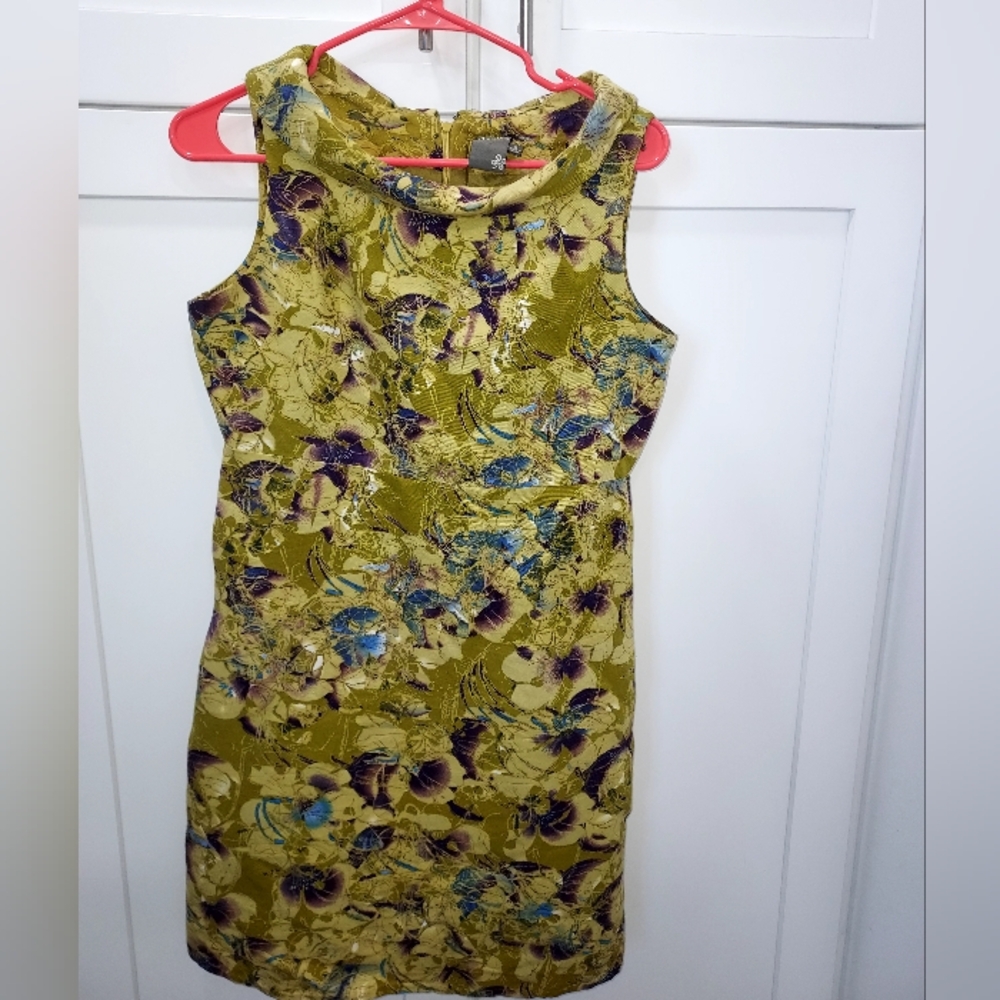 Taylor Vintage Style Green and Purple Floral Mini Dress